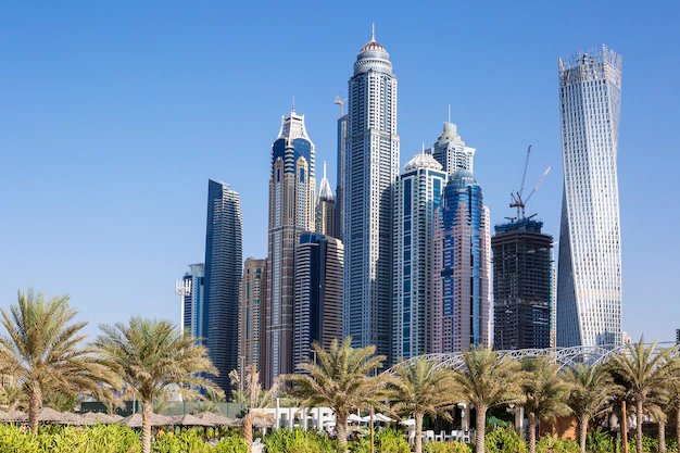 skyscrapers-palm-trees-dubai-uae_268835-1062